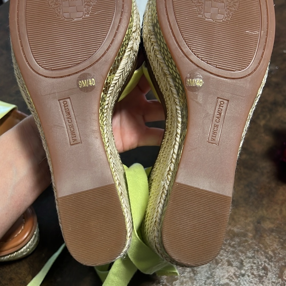 Vince Camuto Farrah platform espadrille green leather Strappy wedge sandal shoe - Picture 10 of 12